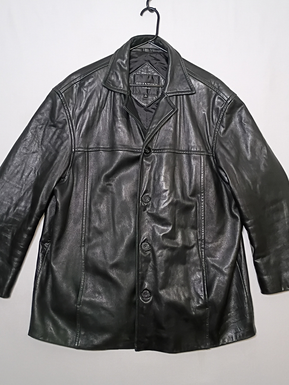 Brandini Le Collezioni Mens Black Leather Insulated Car Coat XL